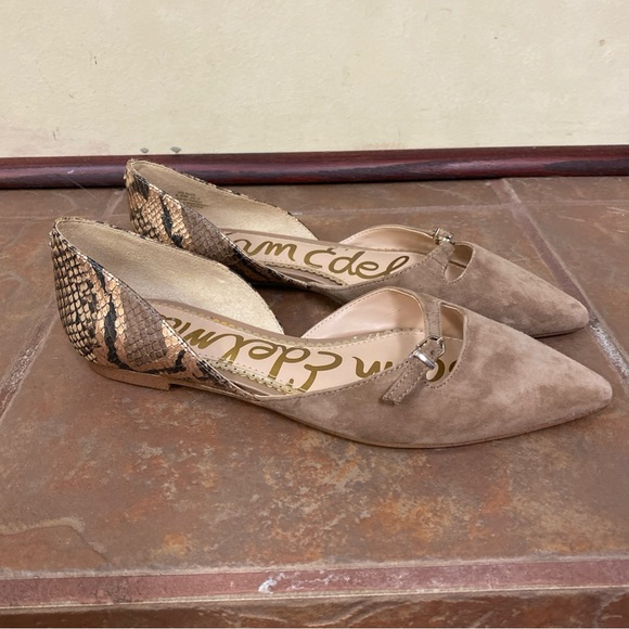 Sam Edelman Rina Snake-Embossed Leather & Suede Flats - Picture 1 of 6